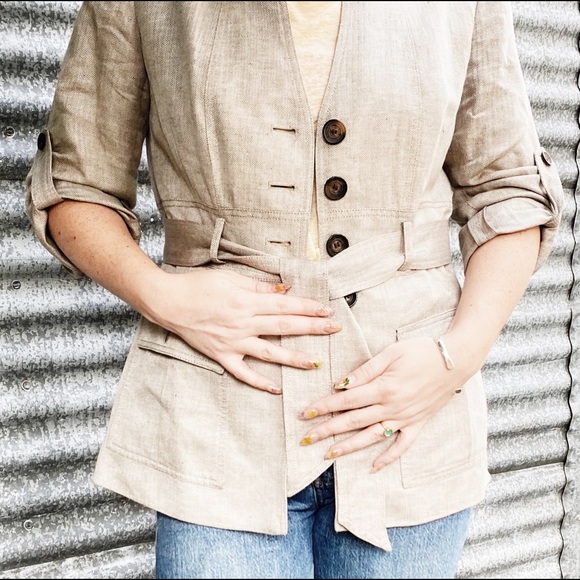 Calvin Klein Herringbone Belted Jacket - Picture 4 of 9